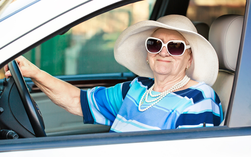 Elderly woman driving after cataract surgery