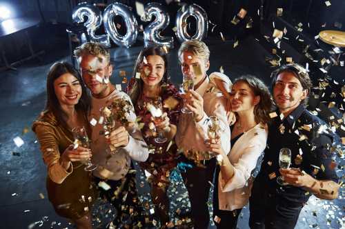 Young people celebrating the new year
