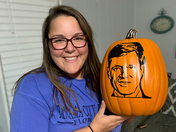 Woman with a pumpkin