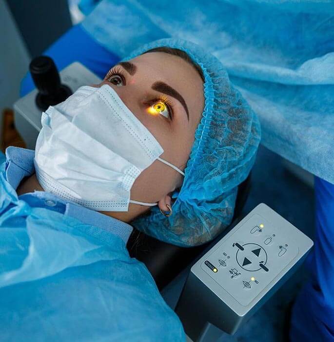 Woman Being Prepped for LASIK